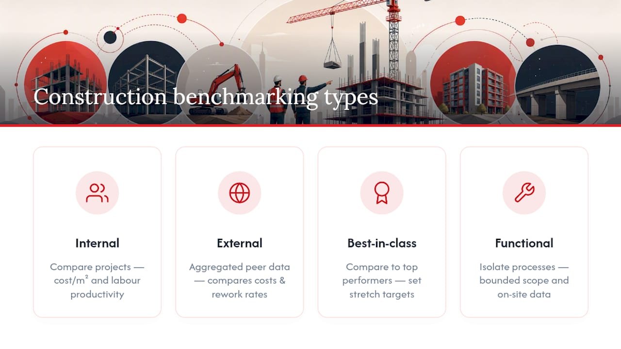 Diagram comparing types of construction benchmarking