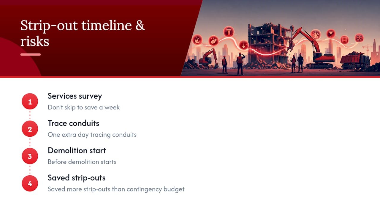Timeline of strip-out project risk points
