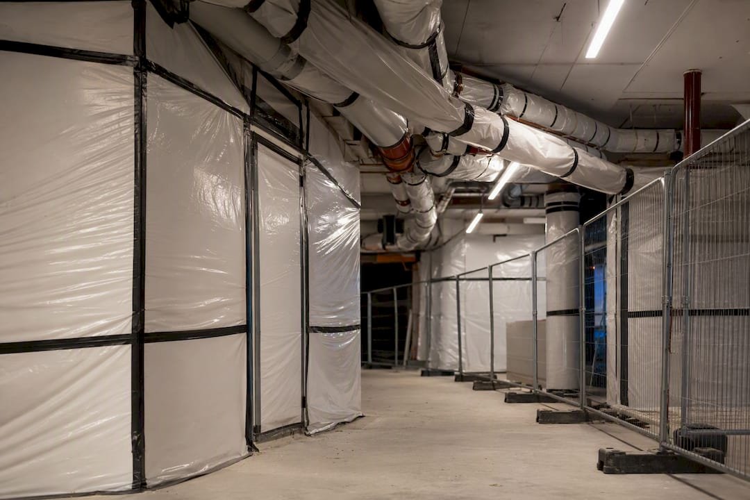 Building services protected from demolition dust