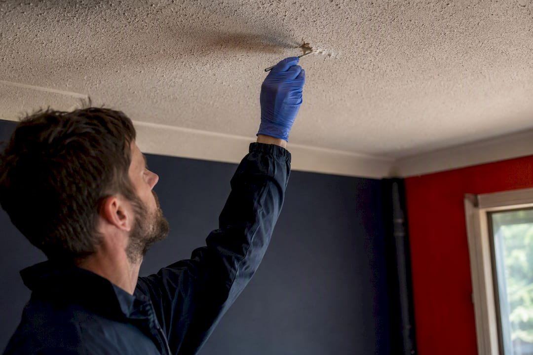 Sampling popcorn ceiling texture for asbestos test