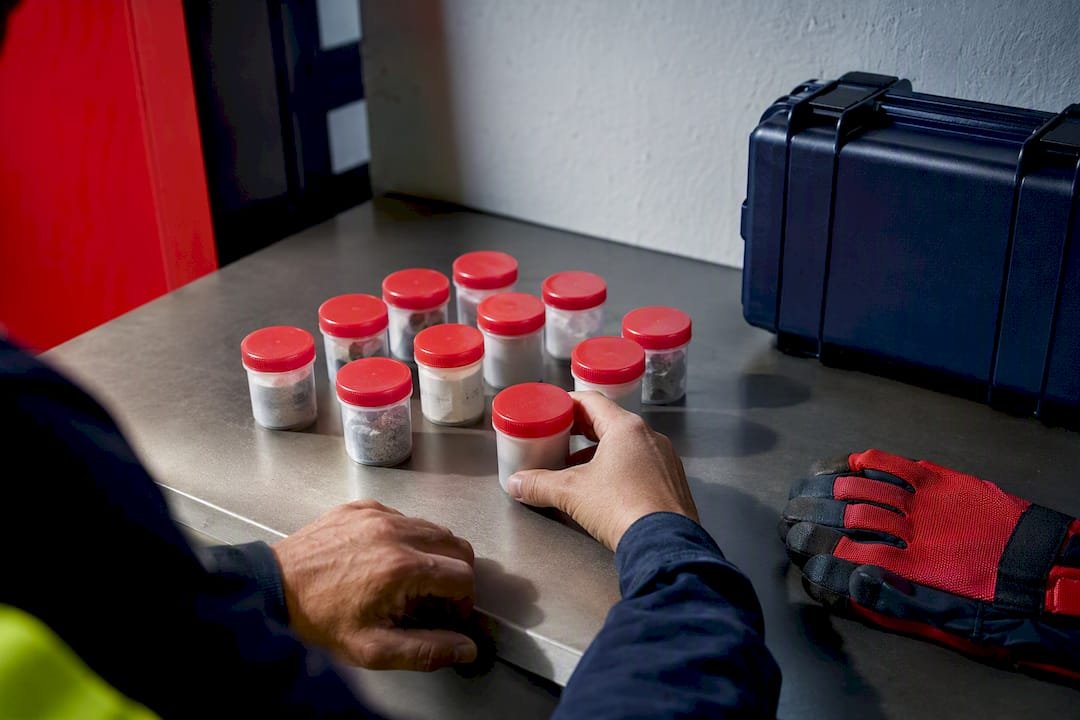 Asbestos samples prepared for laboratory analysis