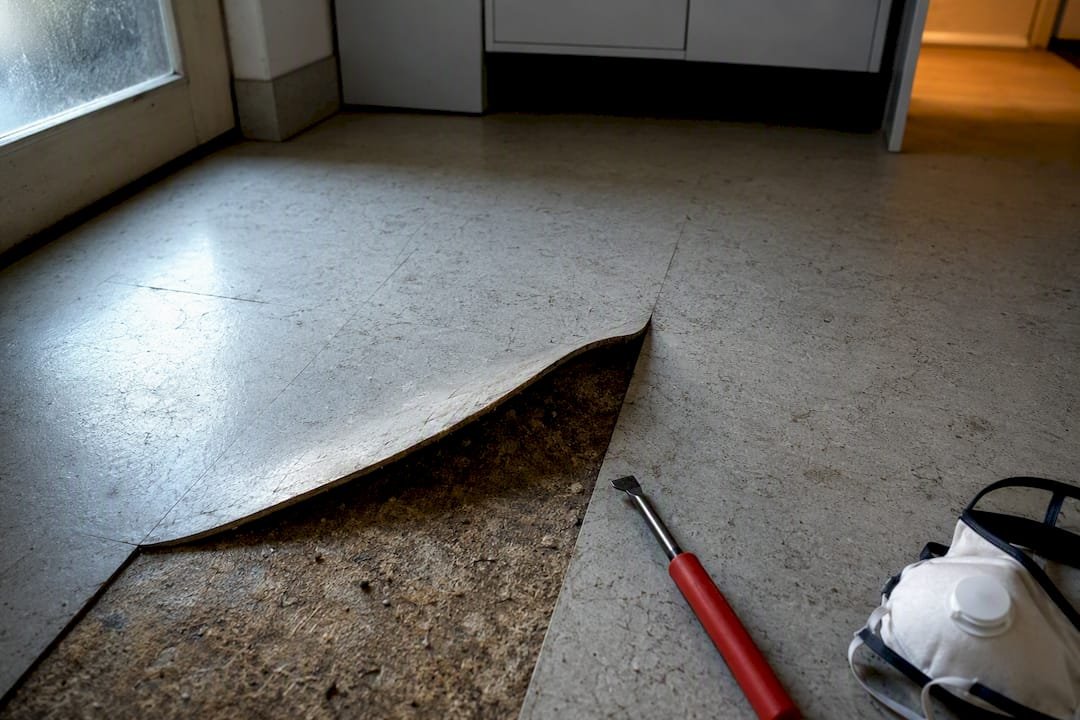 Older laundry with suspected asbestos floor tiles
