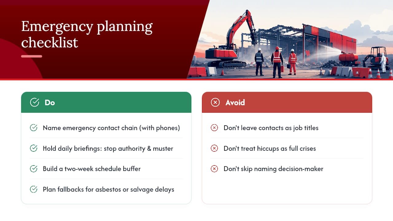 Planning for emergencies during demolition — overview diagram