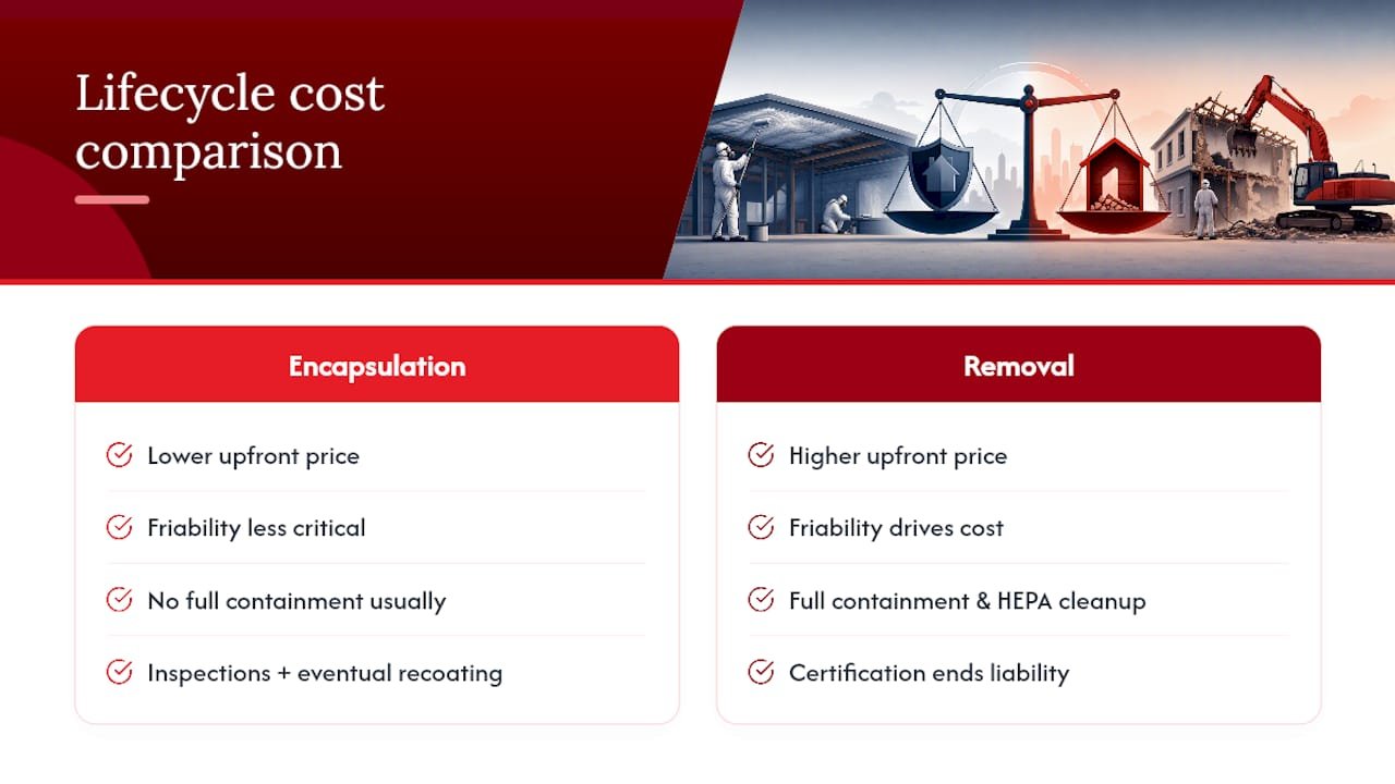 Ten to fifteen year asbestos cost comparison
