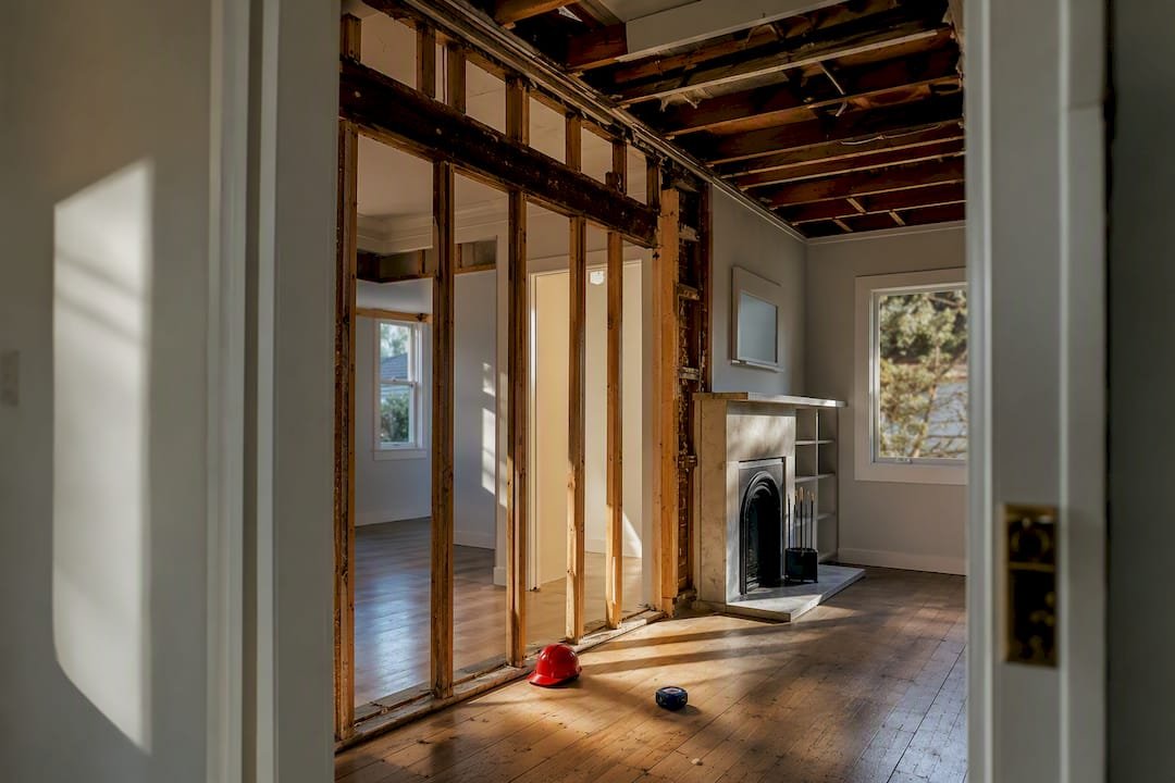 Australian home interior revealing structural framing