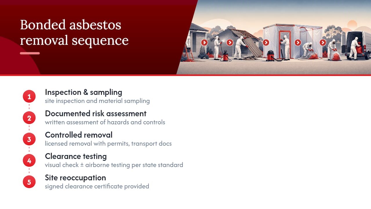 Licensed asbestos removal process stages