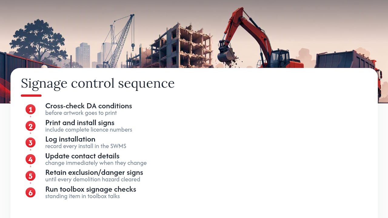 Live demolition signage control sequence