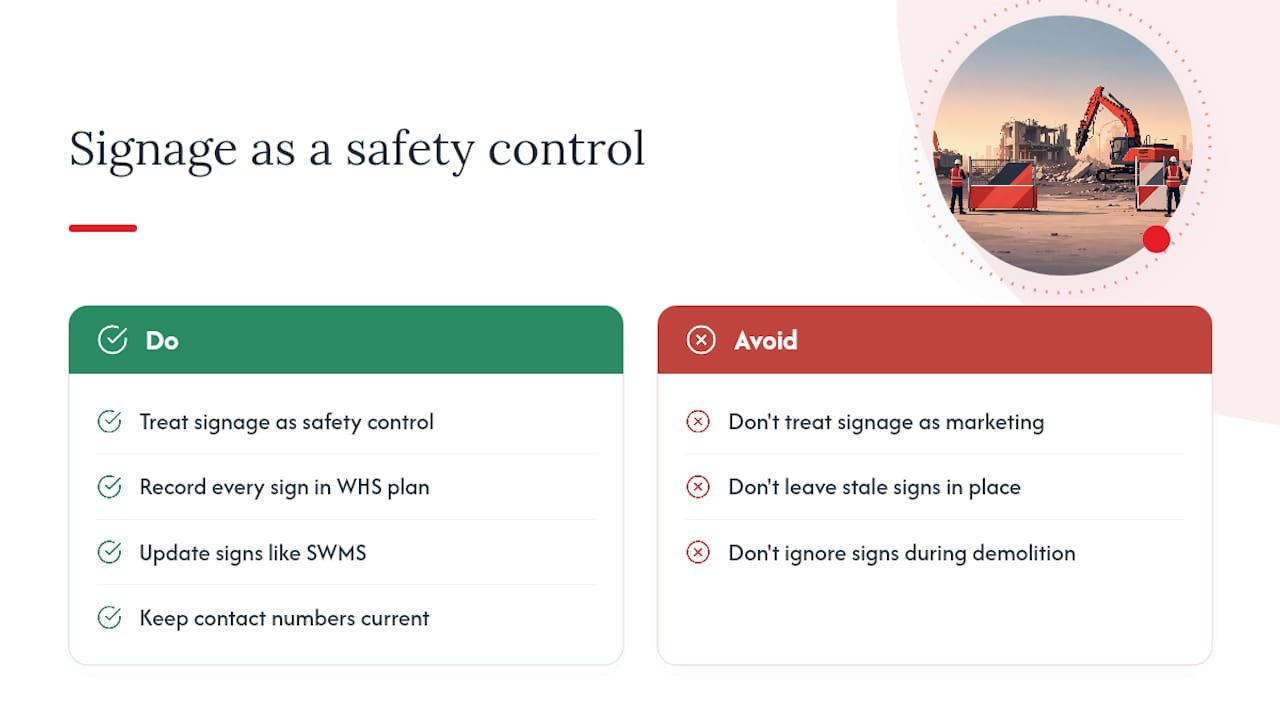 Why signage is a live safety control, not a formality — overview diagram
