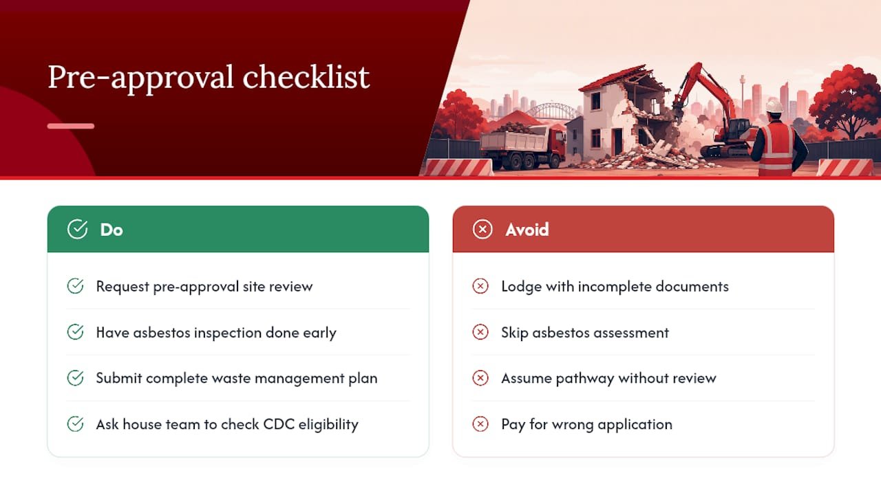 Get a pre-approval review before you lodge anything — overview diagram