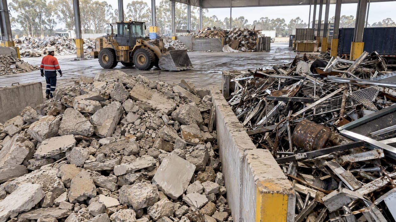 Concrete and metal separated for recovery